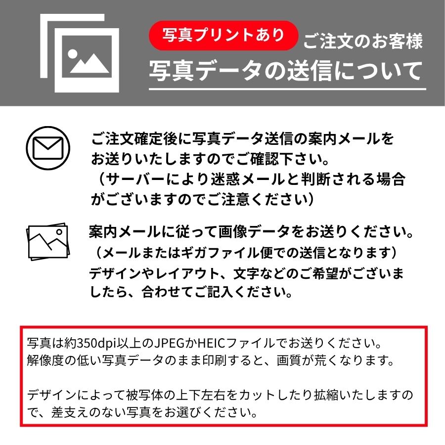 スタンドタイプ 壁掛けタイプアクリル写真データ送信について